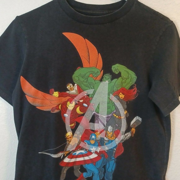 MARVEL Youth Large (14) Black The Avengers T-Shirt, Thor, Captain America, Hulk - Picture 3 of 5